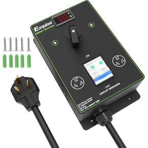 Charging Pile Selective Charging Switch with Breaker, NEMA 10-30, 120/240 VAC Dual Socket Knob Selection Switch, Voltage, Current and Frequency Real - Time Display Manually Switch