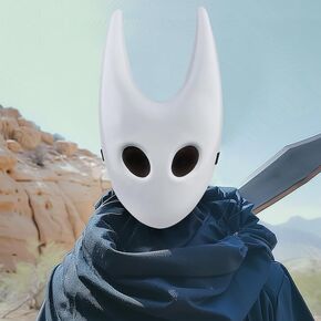 Hollow Knight Mask Cosplay Costume Accessories Funny Halloween Game Character Full Haed PVC Mask (pointy model)