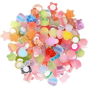 DIYOMR 3D Clear Resin Stickers for Big Belly Cups Mugs, Removal Without Trace Stickers, 100Pcs Mixed Shapes Resin Self Adhesive Art Stickers Decor for Handcraft/DIY/Photo Album/Hair Accessories/Laptop