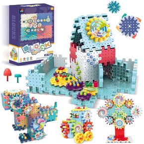 Gear Toys Interlocking Building Blocks, 150 Piece Educational Construction Building Toys Set, Creative STEM Development Toys for Boys Girls, Spinning Toys for Toddlers Ages3+