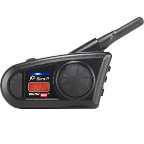 ChatterBox! X2 Slim-p Long Range (2-5mi) Helmet Communicator | Unlimited Rider Intercom | FM Radio | Bluetooth to Phone for Calls, Music, & GPS | Motorcycle, Snowmobile, ATV | Group Communicator