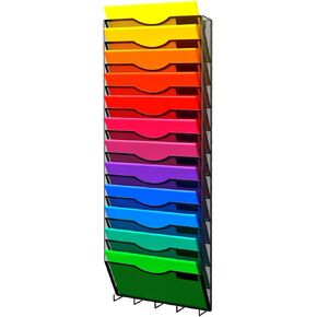 منظم ملفات جداري مكون من 12 طبقة، منظم بريد شبكي عمودي للحائط مع 5 خطاف للمفاتيح للمكتب والمنزل والمدرسة، أسود in Kuwait