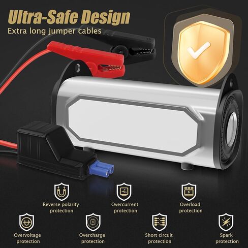 Jump Starter with Air Compressor for Car 1000A Battery Jumper Starter Portable 150PSI Tire Inflator Portable Air Compressor Red Blue Emergency Strobe Lights for Vehicle 12V Jump Start Battery Pack in Saudi Arabia