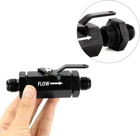 صمام إغلاق الوقود QWORK AN8 - تركيب صمام قطع التحكم في التدفق من 8 AN إلى 8AN - ألومنيوم خفيف الوزن - أسود بأكسيد - ملاءمة عالمية - متوافق مع الزيت والوقود والغاز والسوائل وخطوط الهواء in Saudi Arabia