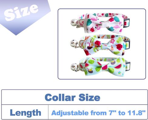 3 Pack Fall Cat Collar with Bow Kitten Bowtie Collar with Bell Autumn Breakaway Adjustable Collars in Kuwait