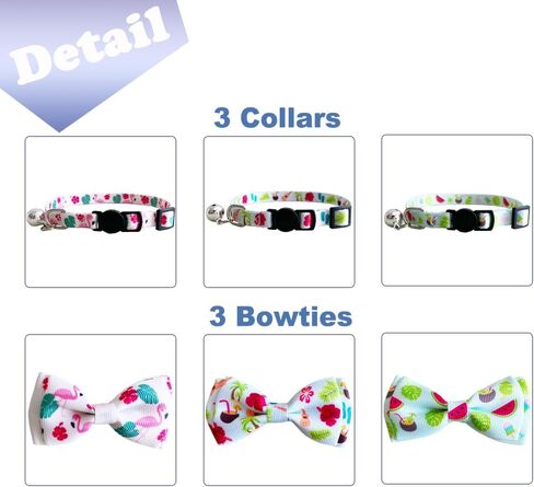 3 Pack Fall Cat Collar with Bow Kitten Bowtie Collar with Bell Autumn Breakaway Adjustable Collars in Kuwait