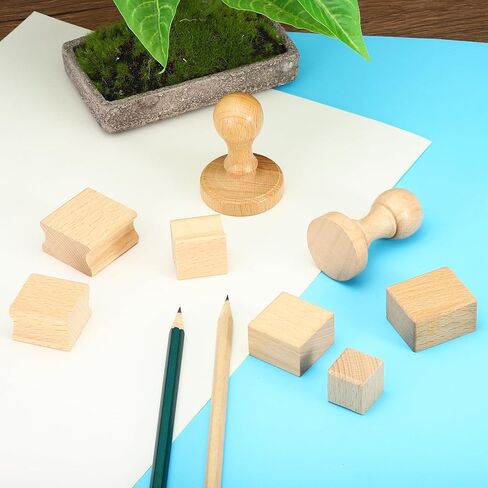 PATIKIL 25x25mm Blank Wood Rubber Stamp Mounts, 20 Pack Wooden Rubber Stamp Handle Hard Wooden Blocks for Stamp Making DIY Crafting Style 2, Brown in Saudi Arabia