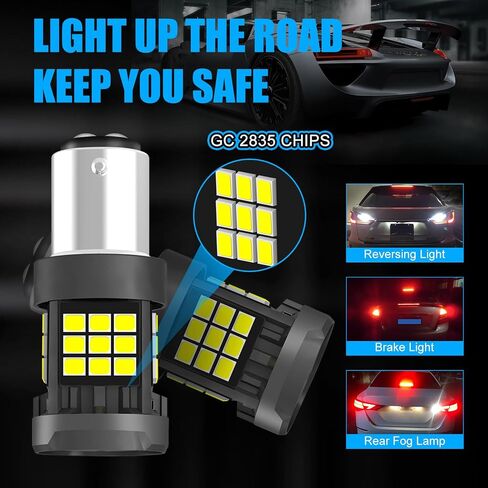 Erato Upgraded 1157 LED Bulbs 13.5V 36PCS GC2835 Chip Build in CANBUS 6500K Diamond White 3000 Lumens Super Bright with Fan Replacement for Tail Light Stop Lights Backup Turn Rear Fog Lamp Pack of 2 in Kuwait