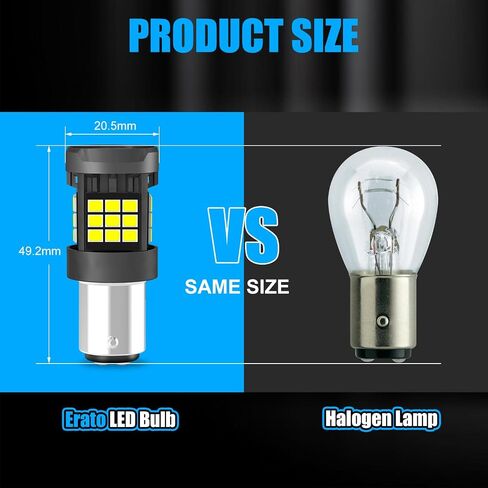 Erato Upgraded 1157 LED Bulbs 13.5V 36PCS GC2835 Chip Build in CANBUS 6500K Diamond White 3000 Lumens Super Bright with Fan Replacement for Tail Light Stop Lights Backup Turn Rear Fog Lamp Pack of 2 in Kuwait