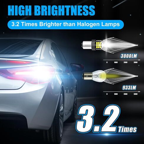 Erato Upgraded 1157 LED Bulbs 13.5V 36PCS GC2835 Chip Build in CANBUS 6500K Diamond White 3000 Lumens Super Bright with Fan Replacement for Tail Light Stop Lights Backup Turn Rear Fog Lamp Pack of 2 in Kuwait