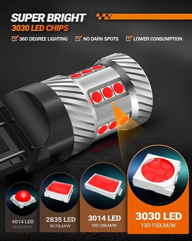 SEALIGHT 7443 LED Bulb for Brake Lights, 1200% Super Bright 7440 7441 7444 T20 W21W LED Light Bulb Red for Tail Stop Parking Light (2PCS) in Saudi Arabia
