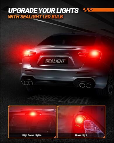 SEALIGHT 7443 LED Bulb for Brake Lights, 1200% Super Bright 7440 7441 7444 T20 W21W LED Light Bulb Red for Tail Stop Parking Light (2PCS) in Saudi Arabia