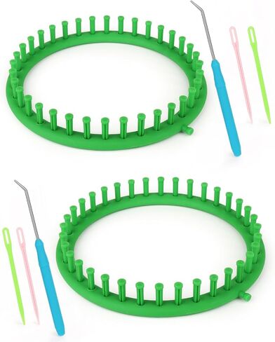 Aeelike 2 Pcs Round Knitting Looms Set, 36 Pegs Knitting Loom Simple for Beginner, 24 cm Diameter Plastic Loom Knitting, Small Round Loom Knitting Set for Home DIY, Teaching, Learning in Kuwait