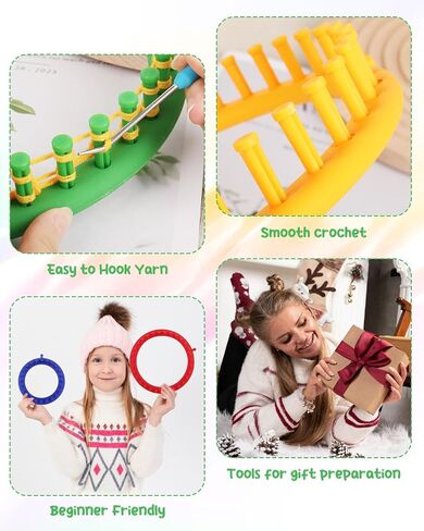 Aeelike 2 Pcs Round Knitting Looms Set, 36 Pegs Knitting Loom Simple for Beginner, 24 cm Diameter Plastic Loom Knitting, Small Round Loom Knitting Set for Home DIY, Teaching, Learning in Kuwait