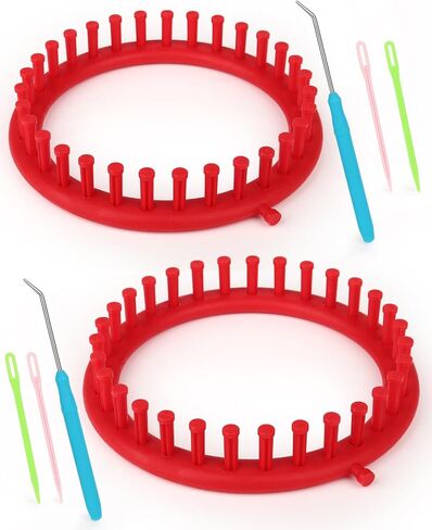 Aeelike 2 Pcs Round Knitting Looms Set, 36 Pegs Knitting Loom Simple for Beginner, 24 cm Diameter Plastic Loom Knitting, Small Round Loom Knitting Set for Home DIY, Teaching, Learning in Kuwait