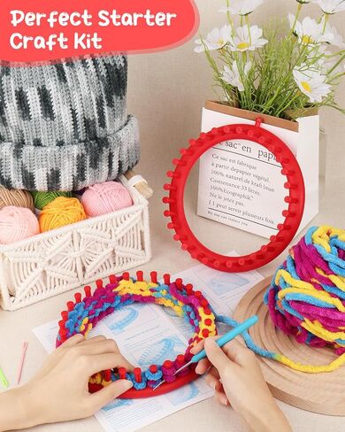 Aeelike 2 Pcs Round Knitting Looms Set, 36 Pegs Knitting Loom Simple for Beginner, 24 cm Diameter Plastic Loom Knitting, Small Round Loom Knitting Set for Home DIY, Teaching, Learning in Kuwait