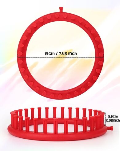 Aeelike 2 Pcs Round Knitting Looms Set, 36 Pegs Knitting Loom Simple for Beginner, 24 cm Diameter Plastic Loom Knitting, Small Round Loom Knitting Set for Home DIY, Teaching, Learning in Kuwait