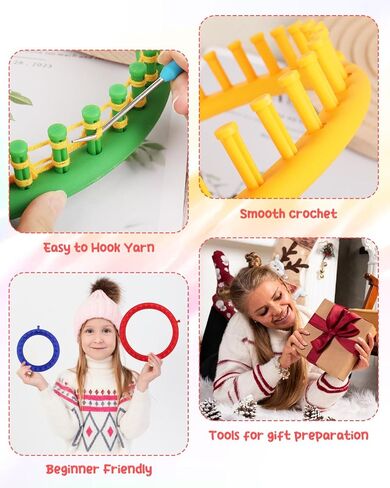 Aeelike 2 Pcs Round Knitting Looms Set, 36 Pegs Knitting Loom Simple for Beginner, 24 cm Diameter Plastic Loom Knitting, Small Round Loom Knitting Set for Home DIY, Teaching, Learning in Kuwait
