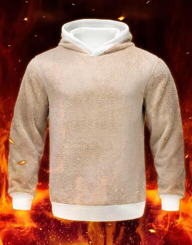 Pudolla الرجال شيربا هوديي البلوز الشتاء سميكة الدافئة الصوف مبطن هوديس بلوزات رياضية مع جيب الحقيبة الكنغر in Kuwait