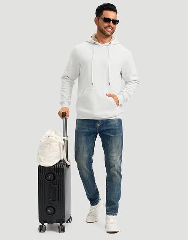 Pudolla الرجال شيربا هوديي البلوز الشتاء سميكة الدافئة الصوف مبطن هوديس بلوزات رياضية مع جيب الحقيبة الكنغر in Kuwait