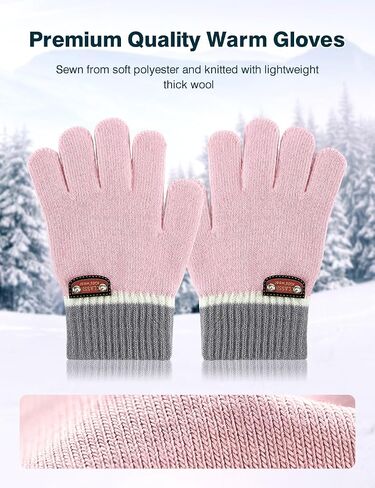 6 Pairs of Kids Gloves Knitted Wool Gloves Children Full Fingers Stretchy Warm Mittens for Boys Girls in Kuwait
