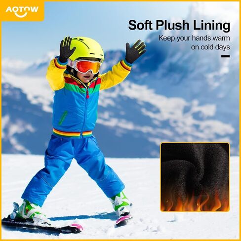 Kid Winter Running Glove Touchscreen - Boy Warm Gloves Cold Weather Touch Screen Gloves Youth Lightweight Riding Gloves Thermal Gloves Windproof Athletic Gloves Black Sports Gloves for Hiking Biking in Saudi Arabia