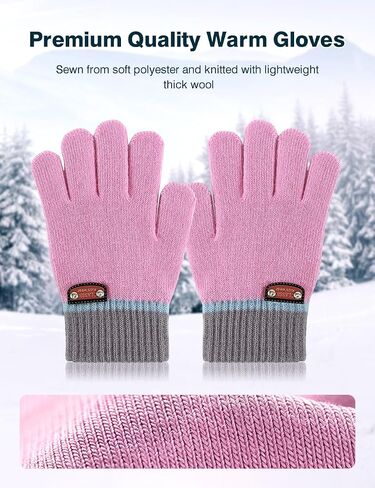 6 Pairs of Kids Gloves Knitted Wool Gloves Children Full Fingers Stretchy Warm Mittens for Boys Girls in Kuwait