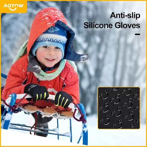 Kid Winter Running Glove Touchscreen - Boy Warm Gloves Cold Weather Touch Screen Gloves Youth Lightweight Riding Gloves Thermal Gloves Windproof Athletic Gloves Black Sports Gloves for Hiking Biking in Saudi Arabia