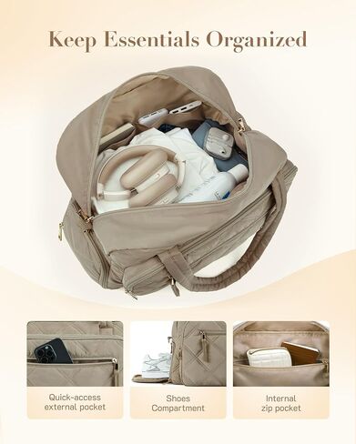 Missnine Small Gym Bag for Women, Quilted Duffle Bag for Travel with Toiletry Organizer Compartment, Weekender Bags Carry on for Airplane, Puffer Overnight Bag with Shoe Compartment, Black in Saudi Arabia