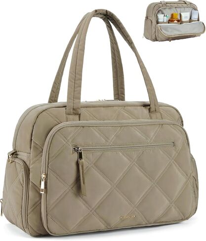Missnine Small Gym Bag for Women, Quilted Duffle Bag for Travel with Toiletry Organizer Compartment, Weekender Bags Carry on for Airplane, Puffer Overnight Bag with Shoe Compartment, Black in Saudi Arabia