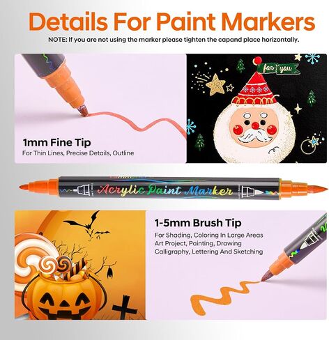 48 Colors Acrylic Markers,Dual Tip Acrylic Paint Markers with Fine Tip and Brush Tip,Acrylic Paint Pens for Rock Painting,Fabric,Crafts,Wood,Glass,Canvas,Plastic,Scrapbook,Art Supplies in Saudi Arabia