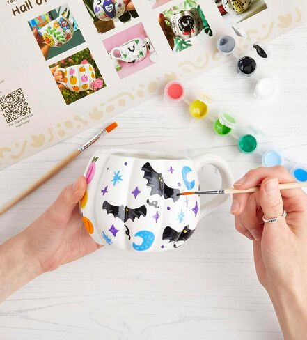 Pott'd Paintables Paint Your Own Mug Kit - DIY Mug Painting Kit for Adults. Ceramic Painting Kit for Adults Includes Mugs, Paints, Brushes, Cloth and Painting Inspiration Guide in Saudi Arabia