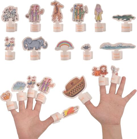 CHEFAN Bible Story Finger Puppet Set for Toddlers, Noah's Ark Felt Bible Toy for Easter Religious Christian Sunday School Activity Supplies, Bible Study Storytelling Theater Role Playing in Kuwait