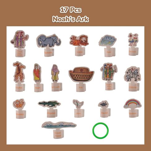 CHEFAN Bible Story Finger Puppet Set for Toddlers, Noah's Ark Felt Bible Toy for Easter Religious Christian Sunday School Activity Supplies, Bible Study Storytelling Theater Role Playing in Kuwait