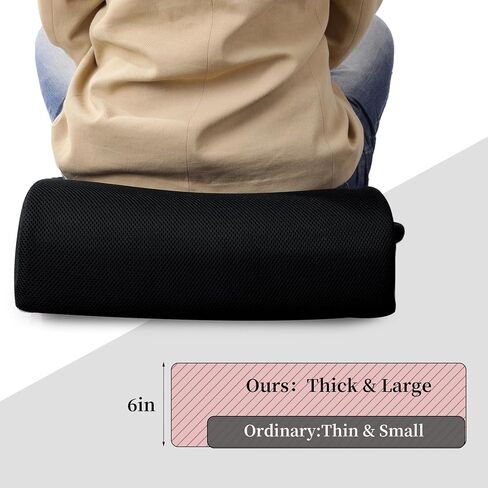 MABOZOO Extra Thick Chair Cushions,Office Chair Booster Seat Cushion to Raise Seat Height for Pain Relief,18 x 16 x 6 inch Non Slip Memory Foam Thick Cushion with Carry Handle（Black） in Saudi Arabia