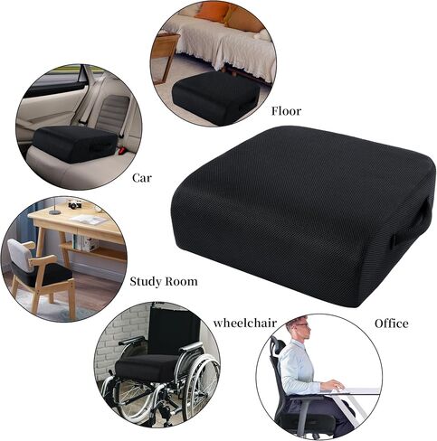 MABOZOO Extra Thick Chair Cushions,Office Chair Booster Seat Cushion to Raise Seat Height for Pain Relief,18 x 16 x 6 inch Non Slip Memory Foam Thick Cushion with Carry Handle（Black） in Saudi Arabia