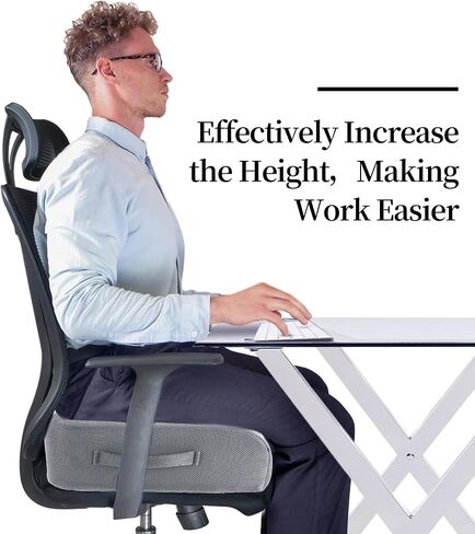 MABOZOO Extra Thick Chair Cushions,Office Chair Booster Seat Cushion to Raise Seat Height for Pain Relief,18 x 16 x 6 inch Non Slip Memory Foam Thick Cushion with Carry Handle（Black） in Saudi Arabia