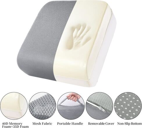MABOZOO Extra Thick Chair Cushions,Office Chair Booster Seat Cushion to Raise Seat Height for Pain Relief,18 x 16 x 6 inch Non Slip Memory Foam Thick Cushion with Carry Handle（Black） in Saudi Arabia