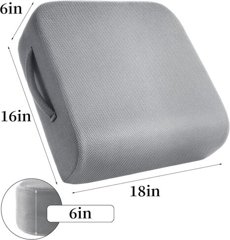 MABOZOO Extra Thick Chair Cushions,Office Chair Booster Seat Cushion to Raise Seat Height for Pain Relief,18 x 16 x 6 inch Non Slip Memory Foam Thick Cushion with Carry Handle（Black） in Saudi Arabia