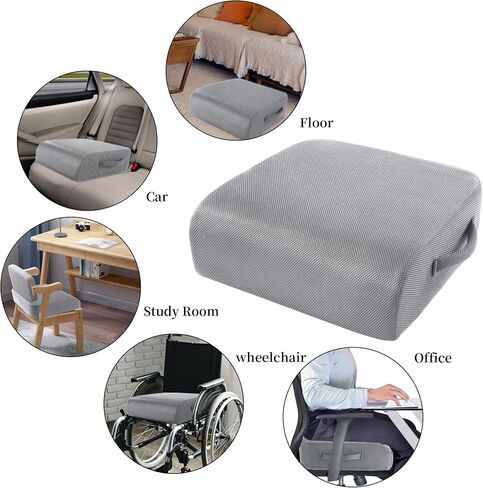 MABOZOO Extra Thick Chair Cushions,Office Chair Booster Seat Cushion to Raise Seat Height for Pain Relief,18 x 16 x 6 inch Non Slip Memory Foam Thick Cushion with Carry Handle（Black） in Saudi Arabia