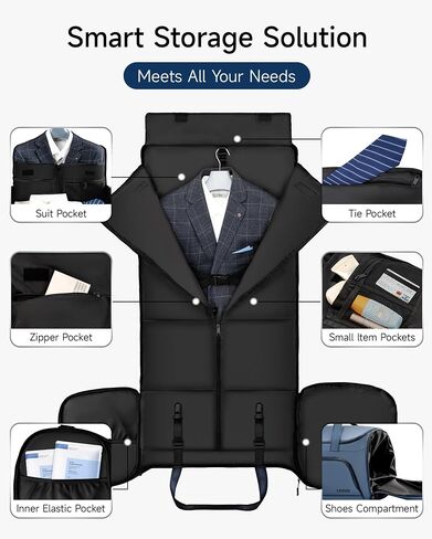 100% Waterproof Travel Garment Duffle Bags Combo Carry On for Women Men, Mens 3 In 1 Convertible Garment Bags for Travel with Shoe Compartment, High Capacity Folding Suit Bag Travel in Saudi Arabia