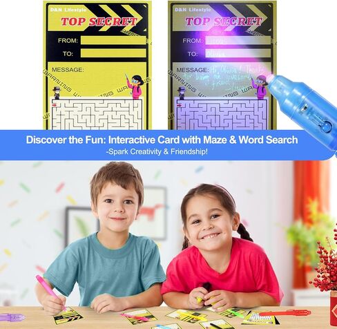 D&N Lifestyle Invisible Ink Pens for Kids, 28 Pack UV Secret Message Pens with Light & Activity Cards, End of School Year Gifts for Students, Party Favors, Goodie Bag Stuffers in Saudi Arabia
