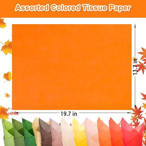 60 Sheets Fall Themed Assorted Color Tissue Paper, 14 x 20 Inch Gift Wrapping Tissue Art Paper for Autumn Thanksgiving Day DIY Crafts Birthday Wedding Party Supplies (Autumn) in Saudi Arabia