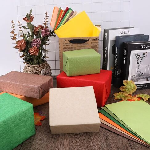 60 Sheets Fall Themed Assorted Color Tissue Paper, 14 x 20 Inch Gift Wrapping Tissue Art Paper for Autumn Thanksgiving Day DIY Crafts Birthday Wedding Party Supplies (Autumn) in Saudi Arabia