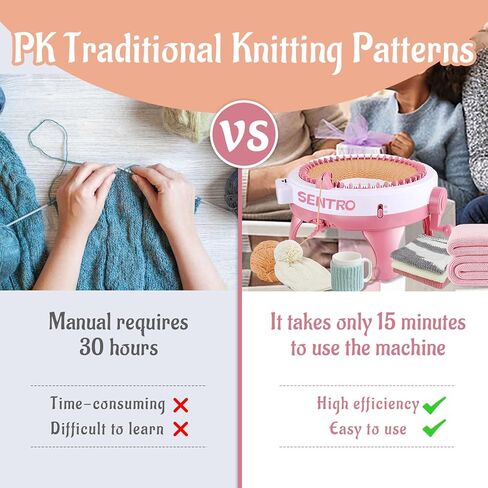 FYGAIN Sentro 48 Needles Knitting Machines with Row Counter, Smart Knitting Round Loom for Adults/Kids, Knitting Board Rotating Double Knit Loom Machine Kits in Kuwait