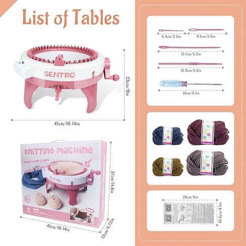 FYGAIN Sentro 48 Needles Knitting Machines with Row Counter, Smart Knitting Round Loom for Adults/Kids, Knitting Board Rotating Double Knit Loom Machine Kits in Kuwait