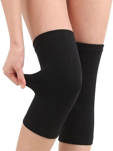 Knee Warmers Thermal Knee Braces Pads Leg Warmers Elastic Knee Compression Sleeve Knee Pads Leg Warmers (Black) in Saudi Arabia