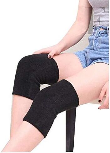 Knee Warmers Thermal Knee Braces Pads Leg Warmers Elastic Knee Compression Sleeve Knee Pads Leg Warmers (Black) in Saudi Arabia