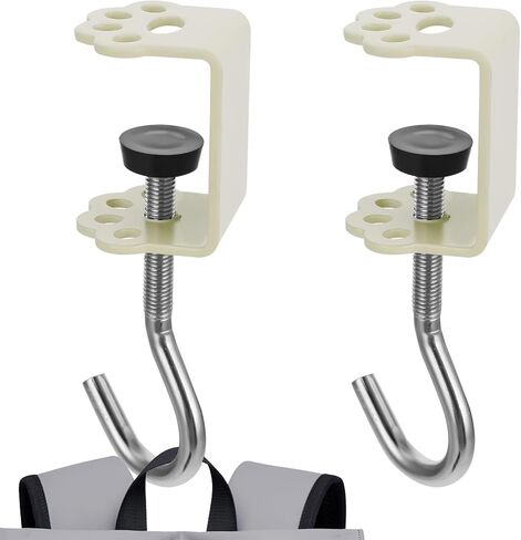 2Pcs Desk Mount Bag Holder Hook, Clamp-On Backpack Hanger, Purse Hooks for Tables, Portable Desk Mount Headphones Holder, Duty Handbag Hanger, Organize Desktop Storage Items (Cat Claw Type, Yellow) in Saudi Arabia