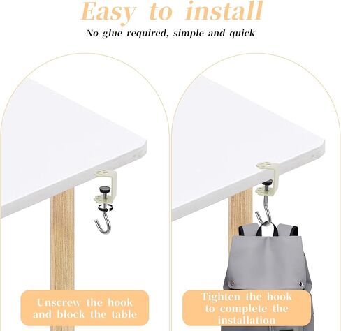 2Pcs Desk Mount Bag Holder Hook, Clamp-On Backpack Hanger, Purse Hooks for Tables, Portable Desk Mount Headphones Holder, Duty Handbag Hanger, Organize Desktop Storage Items (Cat Claw Type, Yellow) in Saudi Arabia